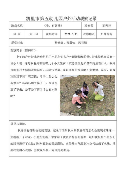 小班户外游戏观察记录,快乐童趣时光掠影
